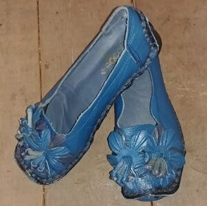 Socofy distressed blue leather shoe